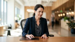 Revenue-Verantwortlicher in moderner Büroszene als Metapher für SaaS-Demos mit Entscheiderfokus