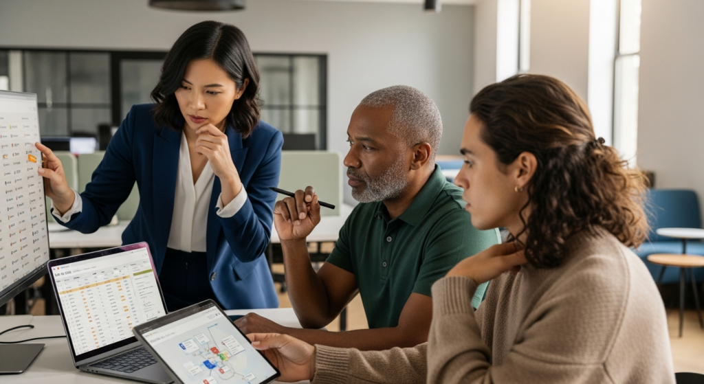 Vertriebsszene als Metapher für die Auswahl passender Zielaccounts in der Neukundenakquise