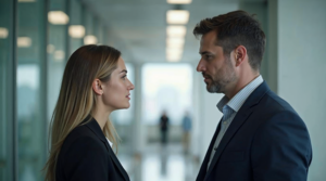 Terminvereinbarung im B2B: fokussiertes Gespräch mit klarer Agenda (photorealistisch, ohne Text)