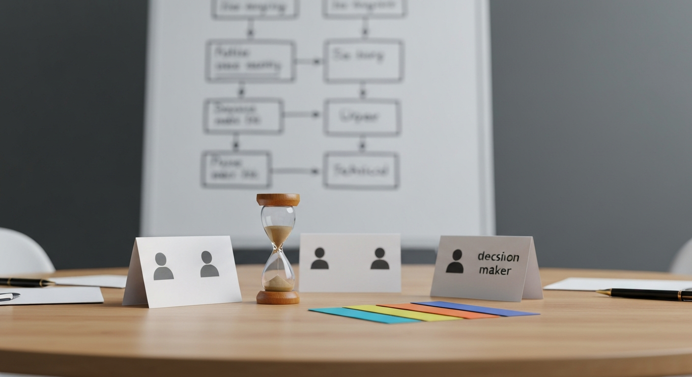 Meeting-Vorbereitung im B2B: Rollen, Agenda und Timeboxing (photorealistisch)