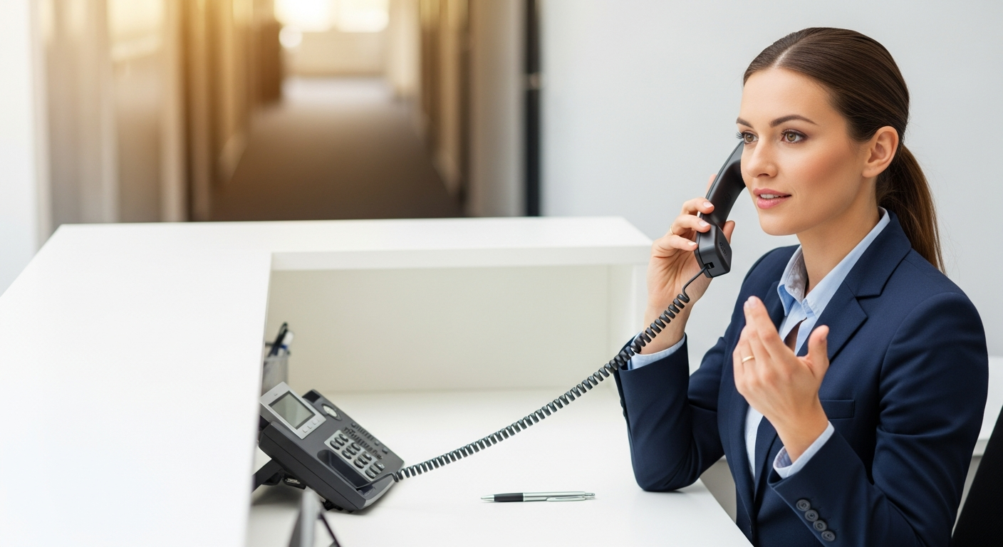 Symbolbild Gatekeeper-Strategien: Assistenz routet einen Anruf professionell, ohne Text oder Screens.