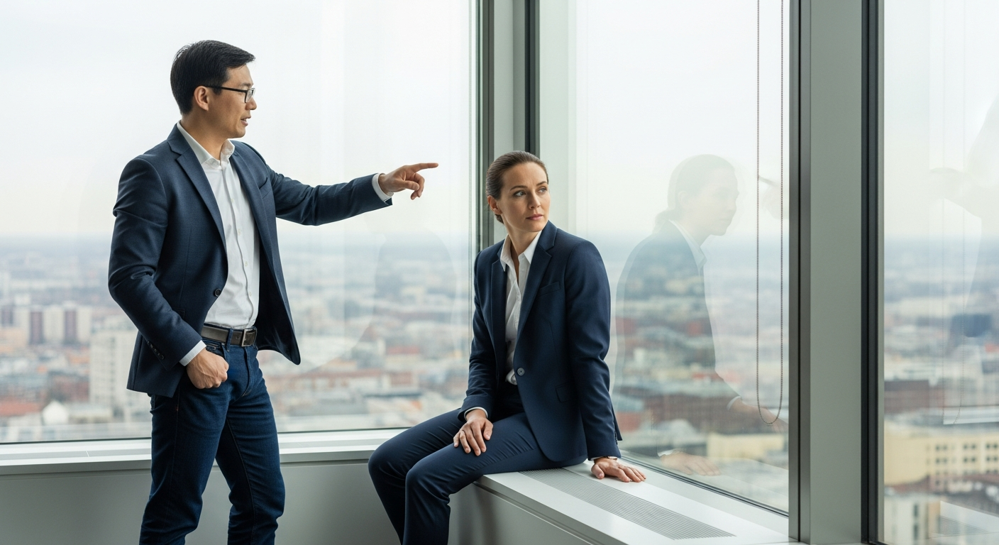 Symbolbild: Gesprächsstruktur (Problem–Impact–Lösung) im B2B-Kontext (textfrei).